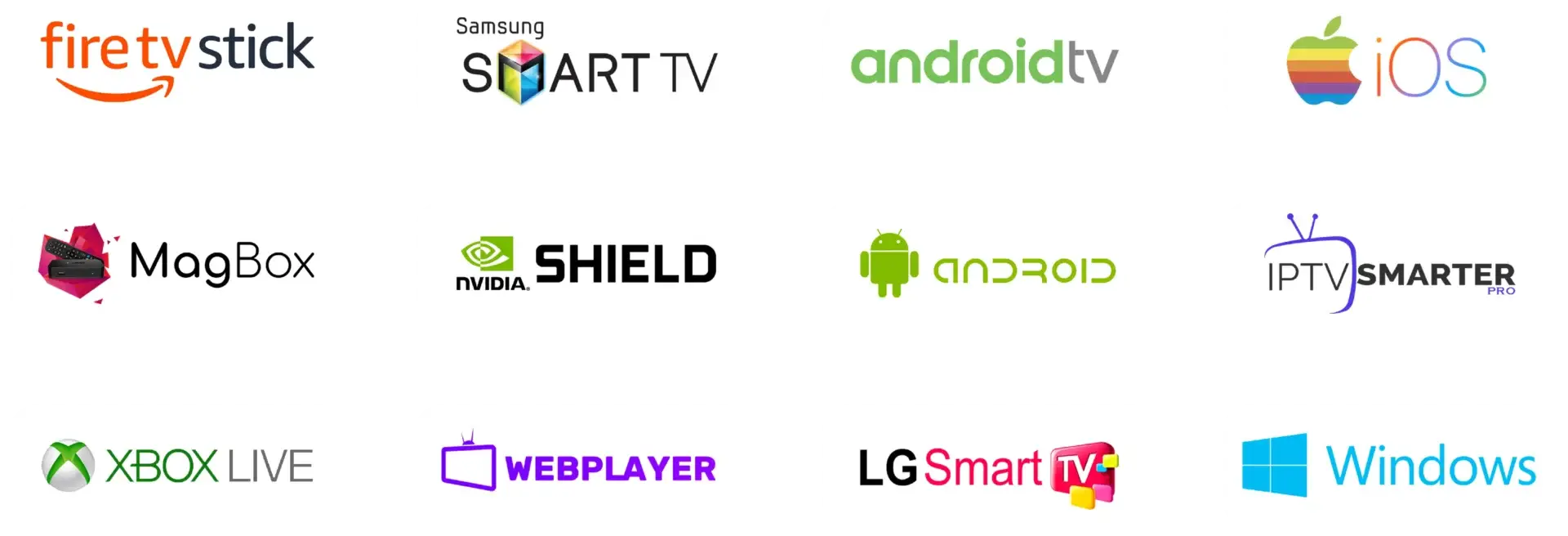 Illustrative device and app labels commonly associated with internet television